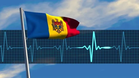 EKG display with Moldovan flag Stock Footage 171730267