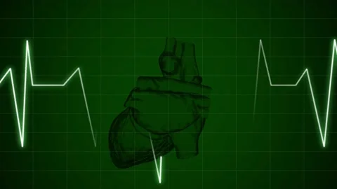 EKG Pulse Trace with Human Heart | Loopable Stock Footage 234933622