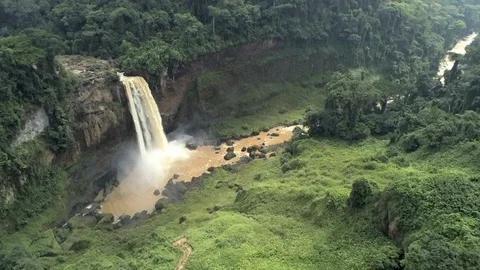 Ekom aka Greystoke waterfall Stock Footage 107079896