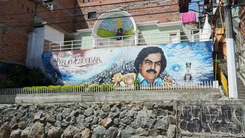 El Barrio Pablo Escobar in Medellin, Colombia Stock Footage