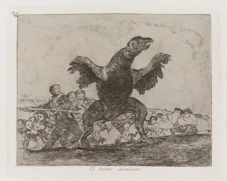El buitre carnivoro (The Carnivorous Vulture), Plate 76 from Los desastres... Stock Photos