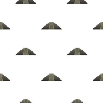El Castillo Mayan pyramid pattern seamless Stock Illustration