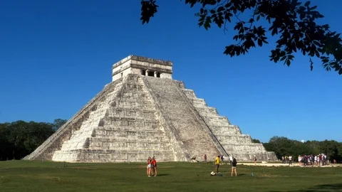 El Castillo, the Pyramid of Kukulcan at Chichen Itza Stock Footage 94709882