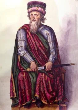 El Cid portrait at Libro de los Retratos de los Reyes 스톡 일러스트