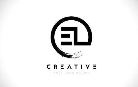 EL Circular Letter Logo with Circle Brush Design and White Background. Stock Illustration