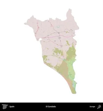 El Condado, Spain, isolated on white. Topographic Standard Stock Illustration