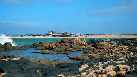 El Cotillo, beach and sea, Fuerteventura Stock Footage 104800147