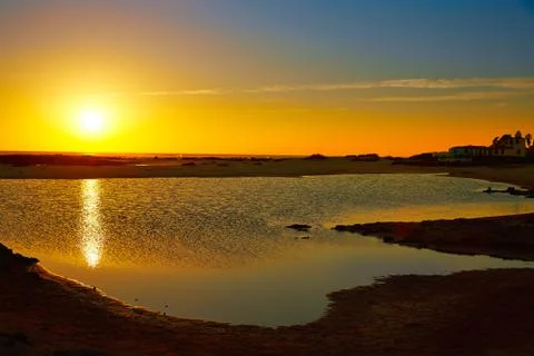 El Cotillo la Concha Beach sunset Fuerteventura Stock Photos