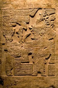El gobernante Maya Itz Balam(Escudo Jaguar II) y una esposa. Cultura Maya.Ori Stock Photos