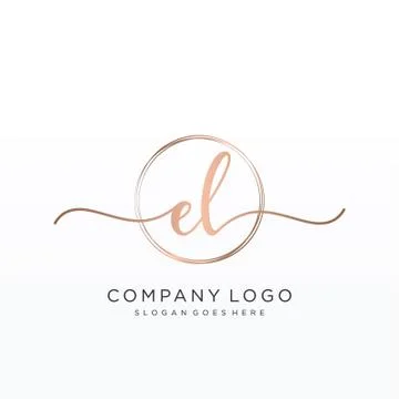 EL Initial handwriting logo design Stock Illustration