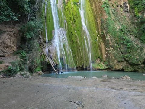 El-Limon-Waterfall-Mossy-Cascade-Samana-01 写真素材