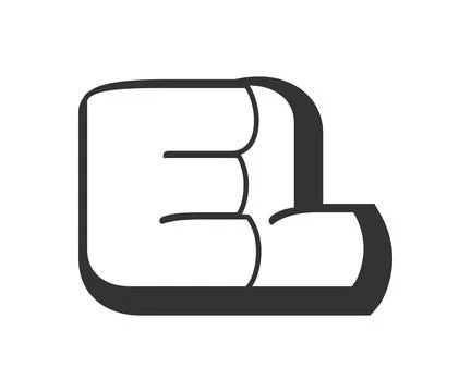 EL logo, bubble comic lettering, rounded in graffiti style black and white .. Stock Illustration