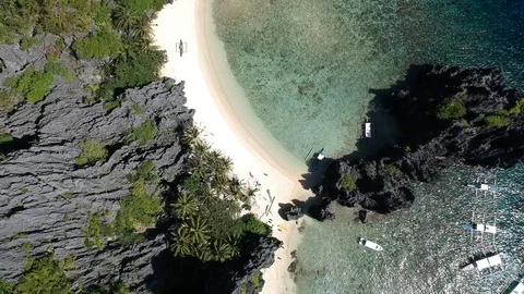 El Nido Aerial Lagoon Island descend Stock Footage