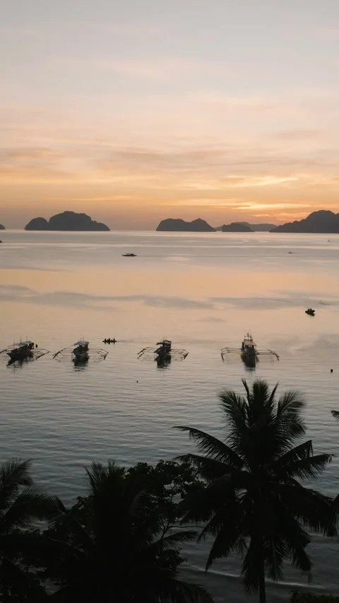 El Nido Islands with Sunset. Palawan, Philippines. Stock Footage 311548745