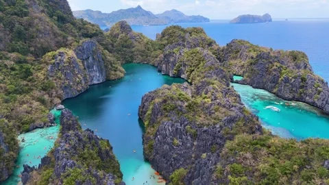 El Nido Palawan Philippines Island Hopping, Turquoise Lagoons &amp; Limestone Cliffs Vidéo 332392053