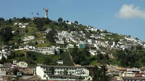 El Panecillo and panoramic view of Quito Stock Footage 20619975
