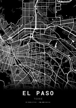 El Paso City Map Frame, Cartography Map Print, Street Layout Map Stock Illustration