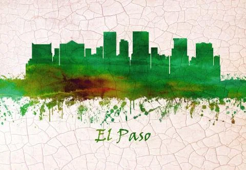 El Paso Texas skyline Stock Illustration