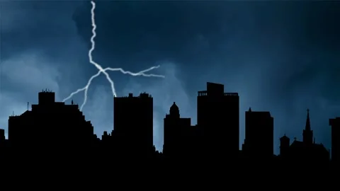 El Paso, Texas: Thunderstorm and Lightning Flash over the city skyline, USA Stock Footage 289607415
