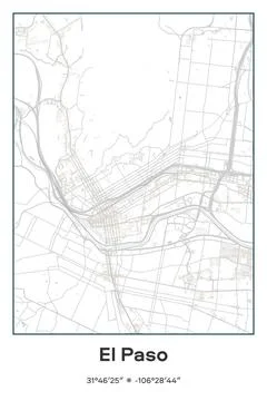 El Paso, Texas - vector map of city in Pastel, Gray, White, Green colors Stock-Illustration
