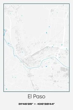 El Paso, Texas - vector map of city in Gray, white, blue colors Stock-Illustration