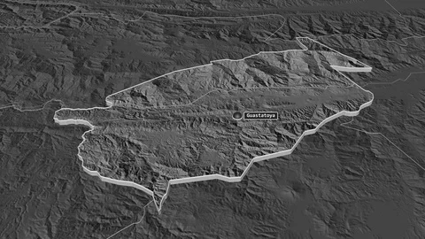 El Progreso extruded. Guatemala. Stereographic bilevel map Stock Footage 125477583