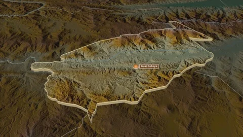 El Progreso extruded. Guatemala. Stereographic relief map Stock Footage 125477786