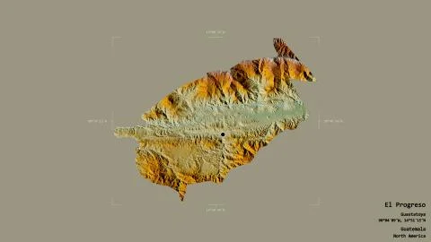 El Progreso - Guatemala. Bounding box. Relief イラスト素材