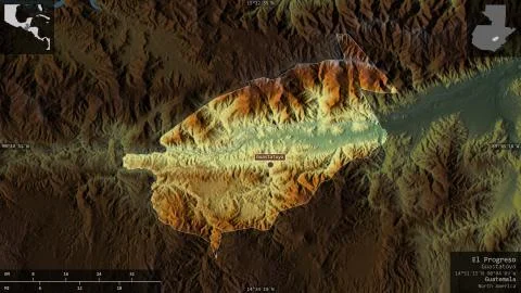 El Progreso, Guatemala. Colored relief with lakes and rivers イラスト素材