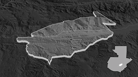 El Progreso, Guatemala, extruded. Grayscale Stock Footage 159411136