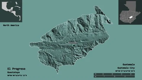 El Progreso location. Guatemala. Administrative map Stock Footage 135348956