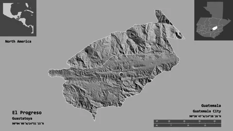 El Progreso location. Guatemala. Bilevel map Stock Footage 135348965