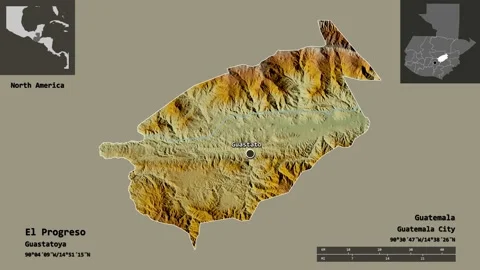 El Progreso location. Guatemala. Relief map Stock Footage 135348984