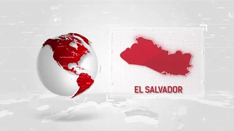El Salvador 4K Tech Map Beside Globe On White Background. Stock Footage 340454358