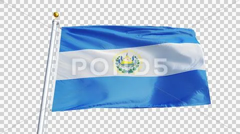 El Salvador flag, close up, isolated with alpha channel Stock Photos