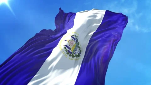 El Salvador Flag Low Angle View Video stock 295689643