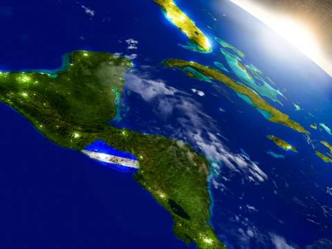 El Salvador with flag in rising sun Stock Illustration