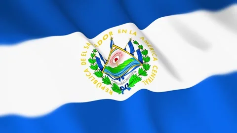 El Salvador Flag Seamless Loop 4k 60fps on Sky Background Stock Footage 340352552