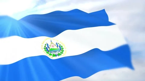 El Salvador Flag Seamless Loop 4k 60fps on Sky Background Stock Footage 340624189