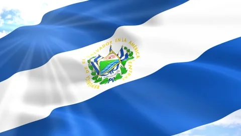 El Salvador Flag Seamless Loop 4k 60fps on Sky Background Stock Footage 341559459