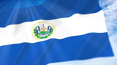 El Salvador Flag Seamless Loop 4k 60fps on Sky Background Stock Footage 341672758
