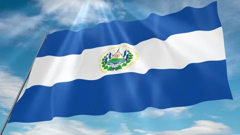 El Salvador Flag Seamless Loop 4k 60fps on Sky Background Stock Footage 341756482