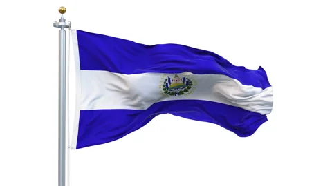 El Salvador flag waving looping with transparent background. Stockbeeldmateriaal 313032053