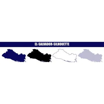 El Salvador map outline in solid hollow and patterned styles on white backg.. Stock Illustration