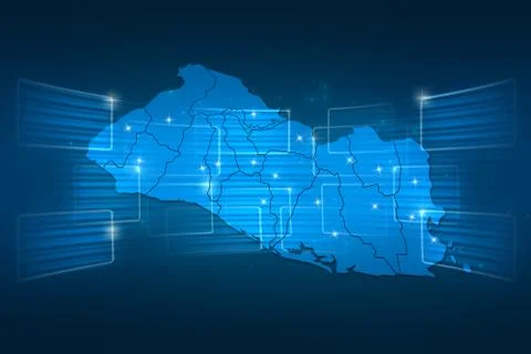 El salvador map world map news communication blue Stock Illustration