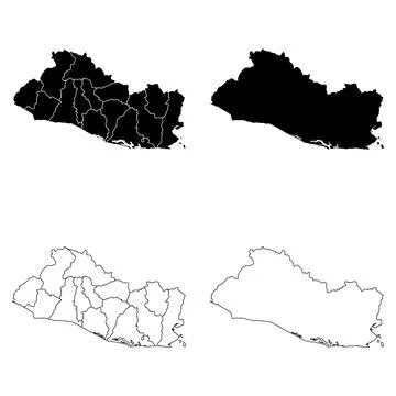 El Salvador Outline and Solid Fill Map Set. 스톡 일러스트