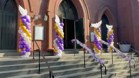 El Senor de los Miracles Procession to St. Brigid St. Emeric Church in NYC Video stock 346646564