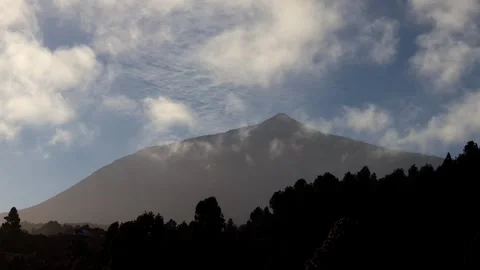 The el teide volcano in clouds on tenerife island 4k 25fps video Stock Footage 301432017