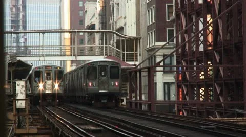 El Train Approaching HD Stock Footage 22020971
