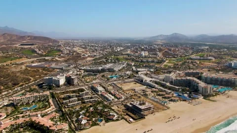EL TULE BEACH LOS CABOS BCS MEXICO-2023: An Aerial View Of A Beach And A City Vídeos de archivo 245856512